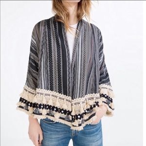 NWT Zara Boho Crocheted Bead Tassel Kimono Jacket